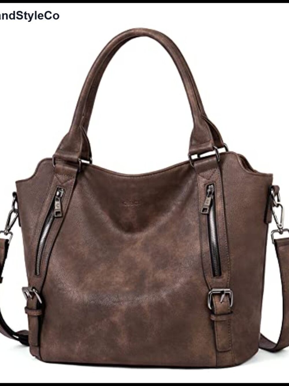 Large Vegan Leather Hobo Bag with Multiple Pockets Handbag Shoulder Crossbody